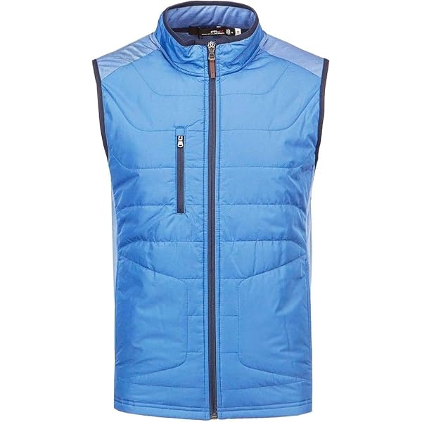 RLX Ralph Lauren Men's Cool Wool Full Zip Golf Vest Gilet, BLUE